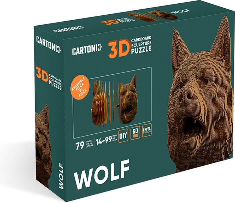 CARTONIC Wolf- 3D Puzzel-Speelgoed- Puzzel-DIY- Creatief- Karton- Kinderen en volwassen- 3D- puzzel