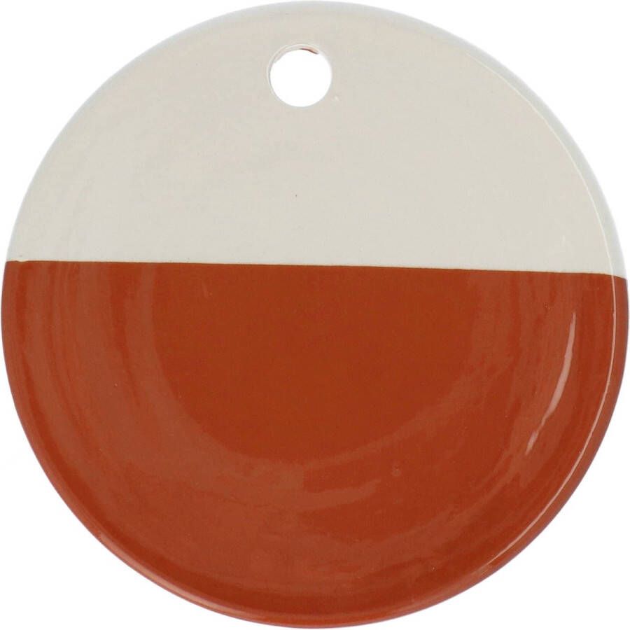 Casa Cubista Serveerplateau rond dipped terracotta en wit Schalen