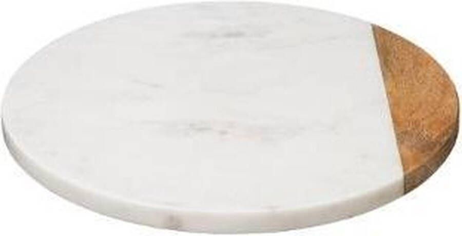 CASA DI ELTURO Draaiplateau Serveerplank Marble – Draaischijf van 100%Marmer & Hout – Ø30CM