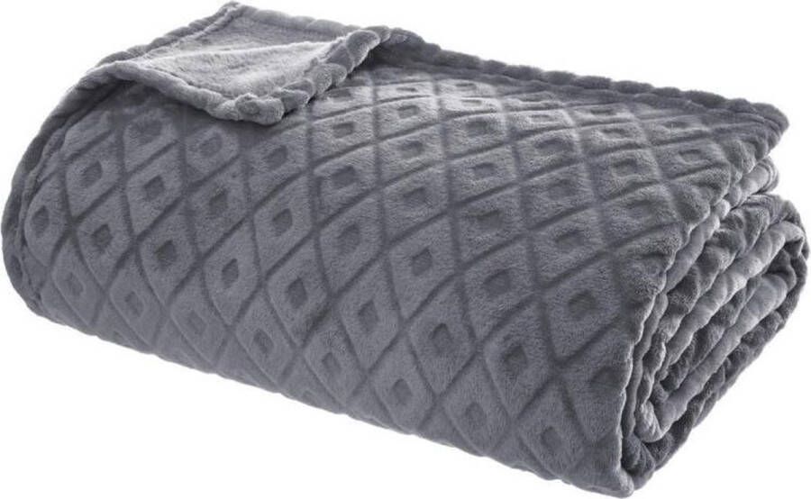 CASA DI ELTURO Flanellen fleece plaid Cubic Grijs – XL 180 x 230 cm