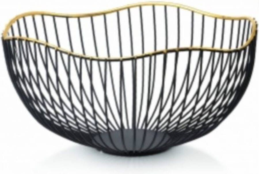 Fruitschaal – Opbergmand Wave – Zwart Goud – M – Ø25.5 cm