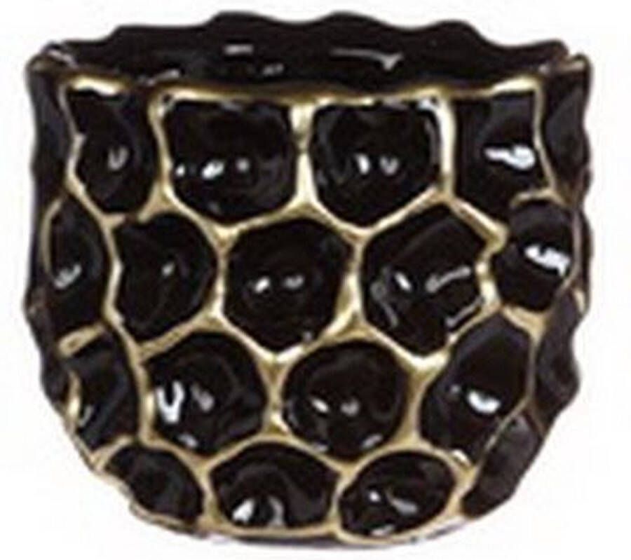 CASA DI ELTURO IDEAS DENTED VASE BLACK GOLD Assortiment van 3