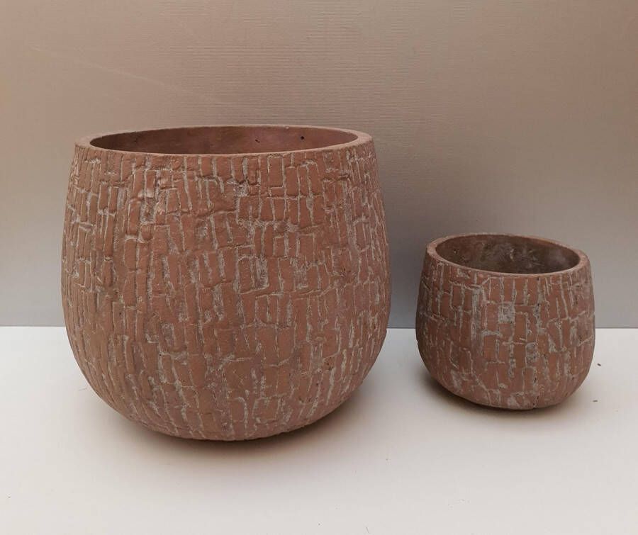 Casa Vivante Bart ronde pot Terra Set van2 H21 x D24cm