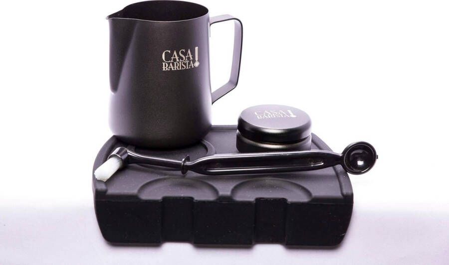 CasaBarista Toolset Black Barista-accessoires Tamper Barista Melkkan 600ml Borstel Tampermat Koffie Barista Tools- Barista set