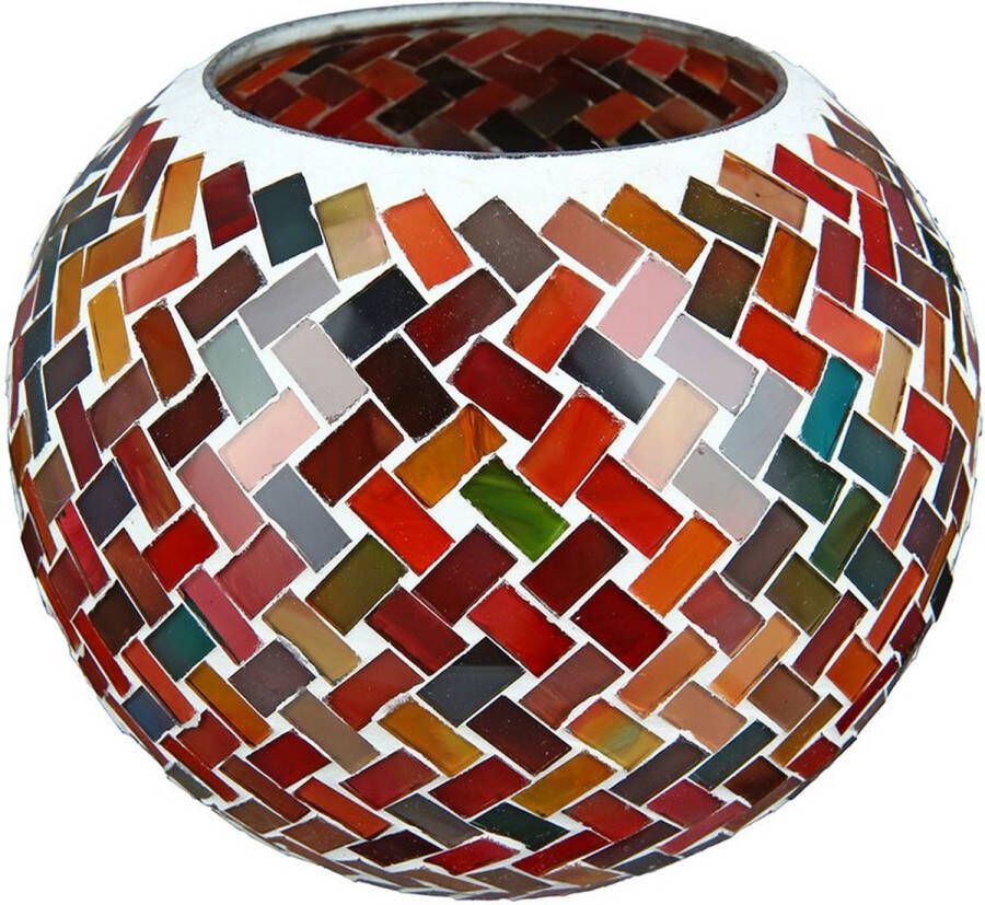 CASABLANCA Glas Windlicht Mosaik 12.5 cm hoog
