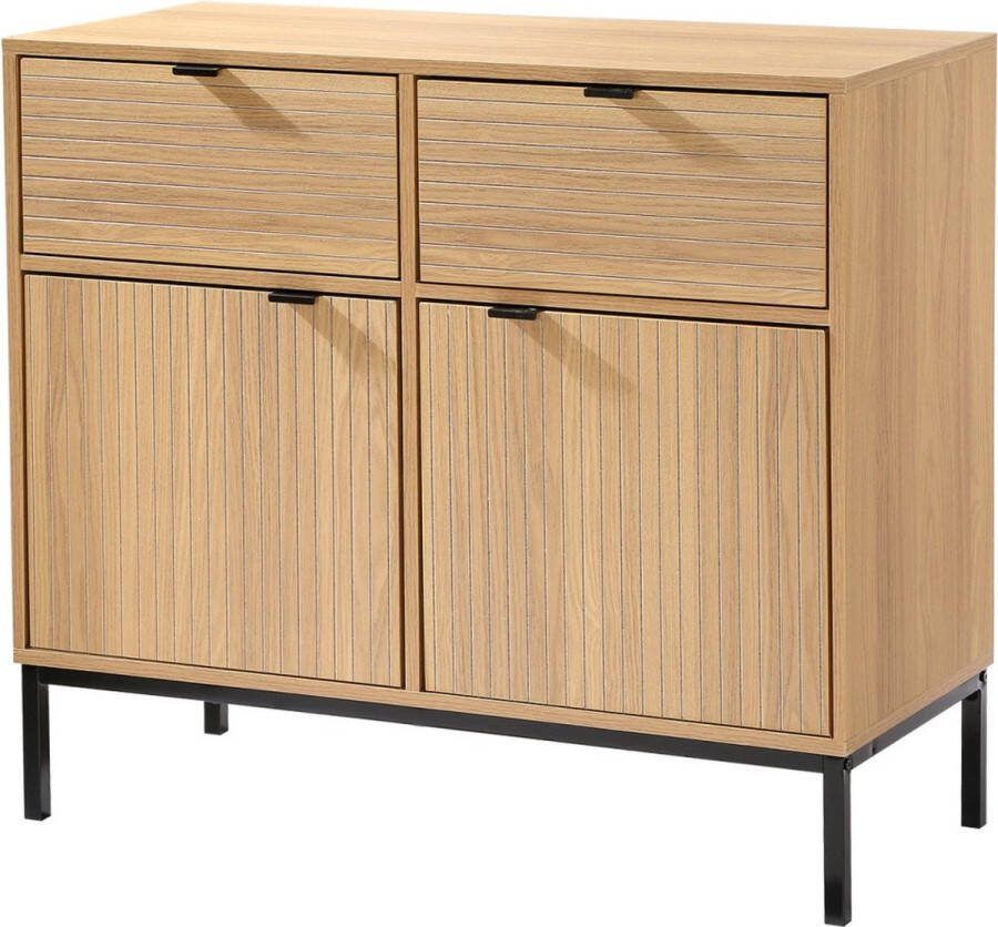 Casame CALICOSY Ladekast 2 Deuren 2 Lades Houteffect L90 x H79 cm