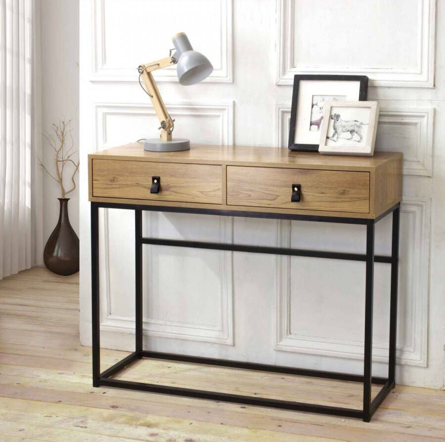 Casame Wandtafel met 2 lades zwart oak 11625