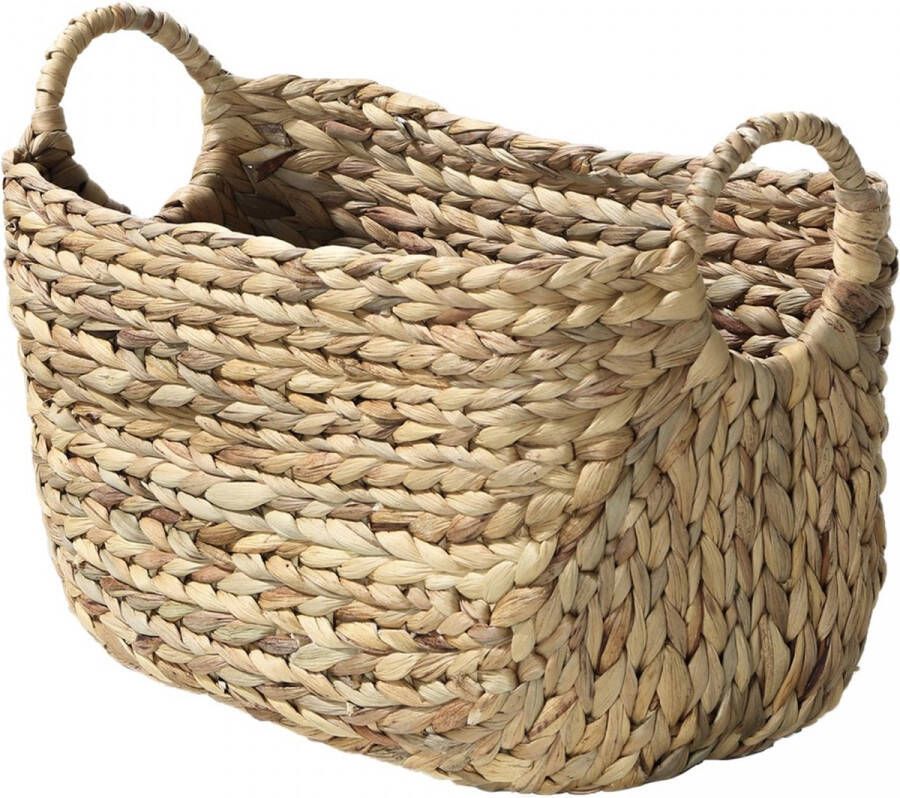 Casame Casâme Water Hyacint Mand met handvaten Hoogte 22cm Beige L36 x B19 x H22 cm