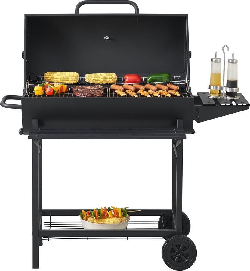 Casa.pro Houtskool BBQ Armento met deksel 95x108x61 cm zwart