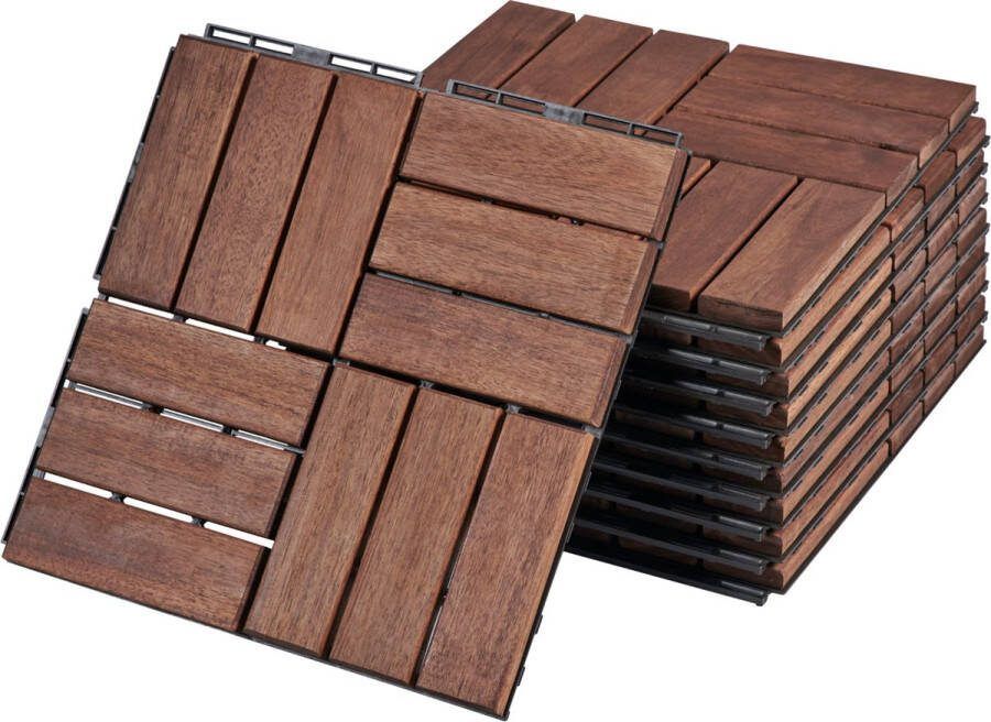 Casa.pro Houten terrastegels Alliste vlonder set van 10 acacia 0 9 m² bruin 12 latten