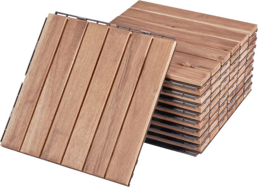 Casa.pro Houten terrastegels Alliste vlonder set van 10 acacia 0 9 m² naturel 6 latten