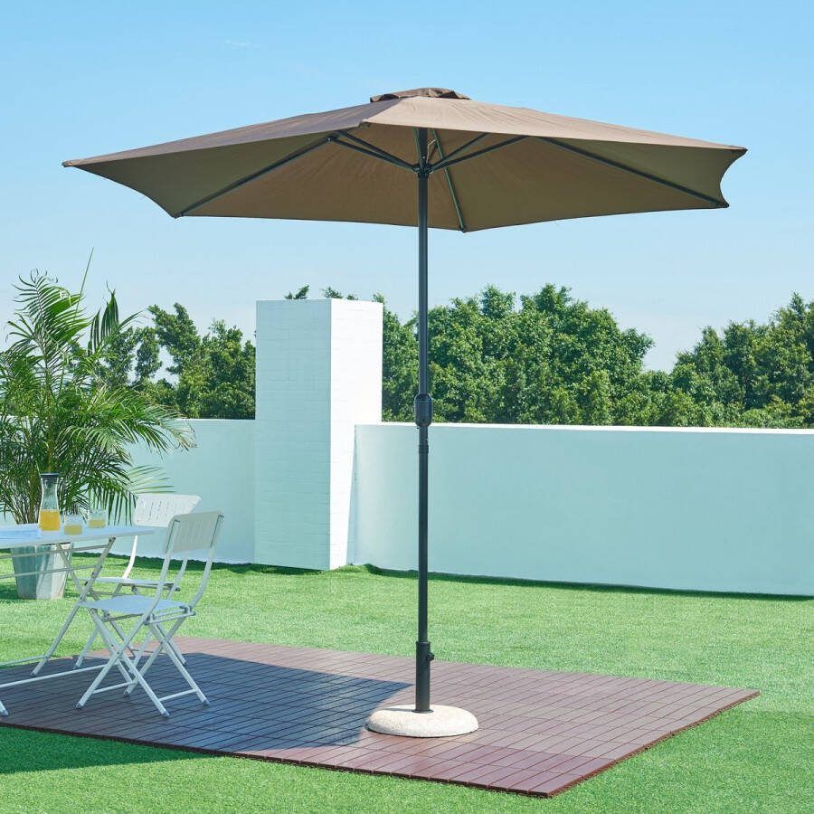 Casa.pro Parasolvoet Bitritto parasolhouder beton rond Ø45x6 cm steenlook beige