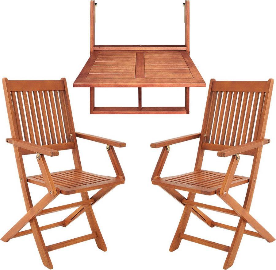 Casaria Balkonset 3-delig FSC -gecertificeerd Acaciahout – Bruin