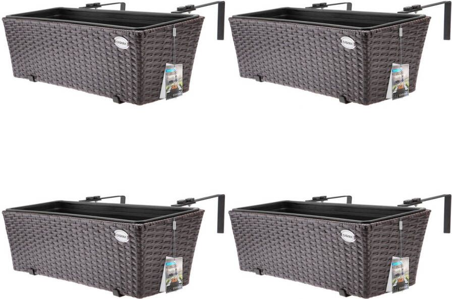 Casaria Polyrattan Balkon Plantenbak 4 Stuks a 11 Liter – Bruin