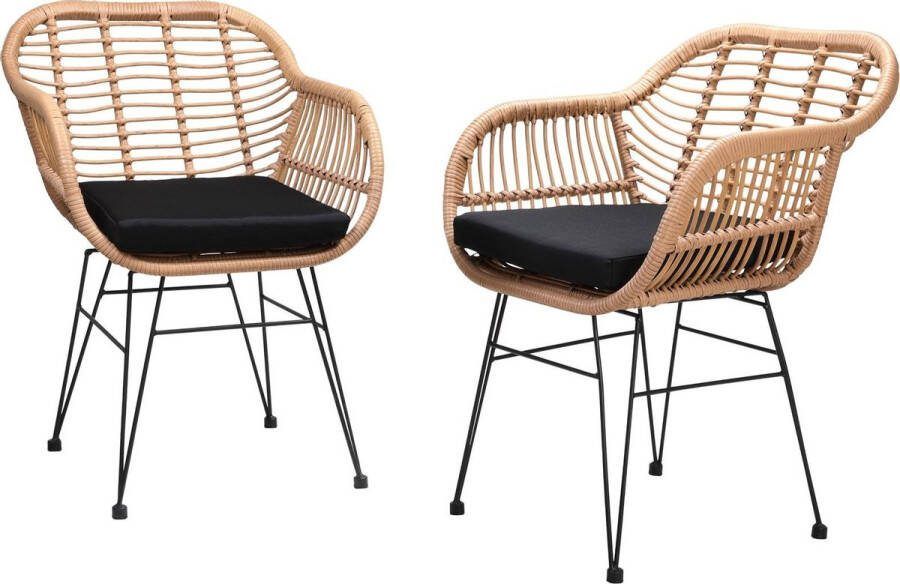 Casaria Polyrattan Kuipstoel Bali met Kussens – 2 Stuks