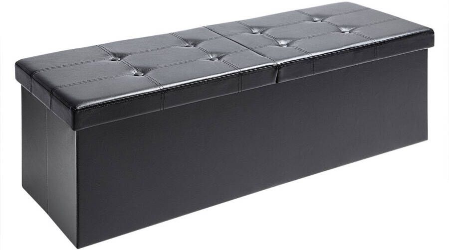 Casaria Zitbank met Opbergruimte 115x40x40cm 131L Kunstleer – Zwart