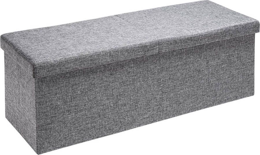 Casaria Opvouwbare poef met klapdeksel 115 cm hocker krukje opbergsysteem lichtgrijs