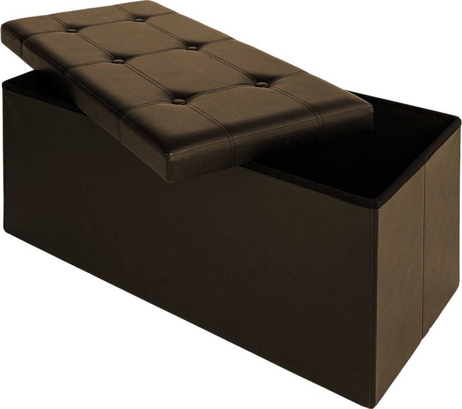 Merkloos Sans marque Monzana Poef hocker klein 80x40x40 cm zitbank met opbergsysteem opvouwbaar bruin