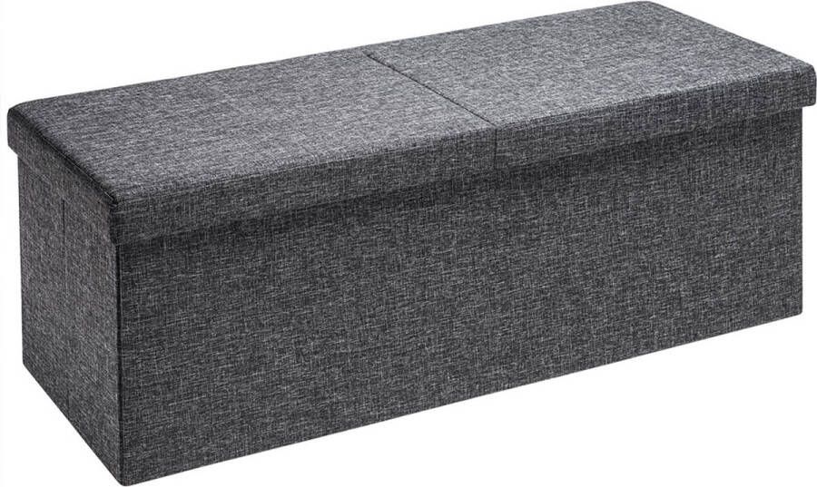 Casaria Zitbank met Opbergruimte 115x40x40cm 131L Linnen Look – Donkergrijs