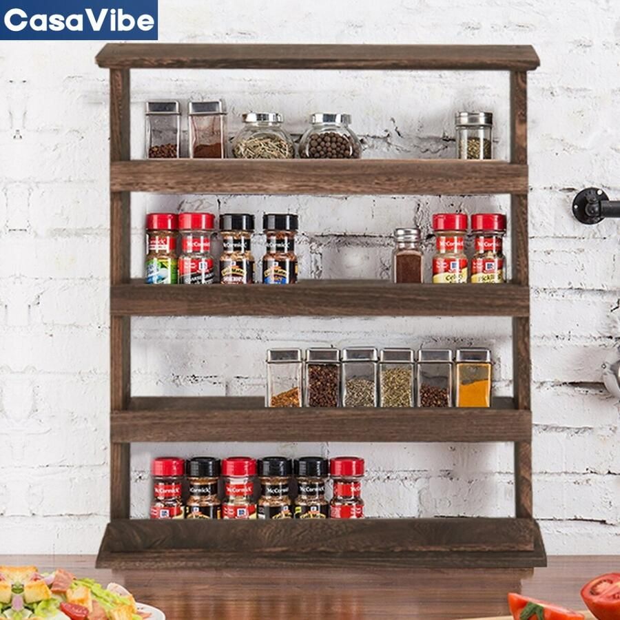 CasaVibe Kruidenrek Keukenrek- specerijenrek Keuken organizer Kruiden organizer Hout Bruin