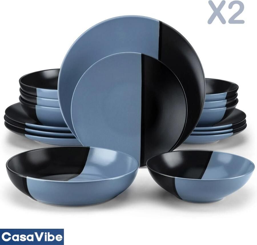 CasaVibe Serviesset – 32 delig – 8 persoons – Porselein Luxe – Bordenset – Dinner platen – Dessertborden