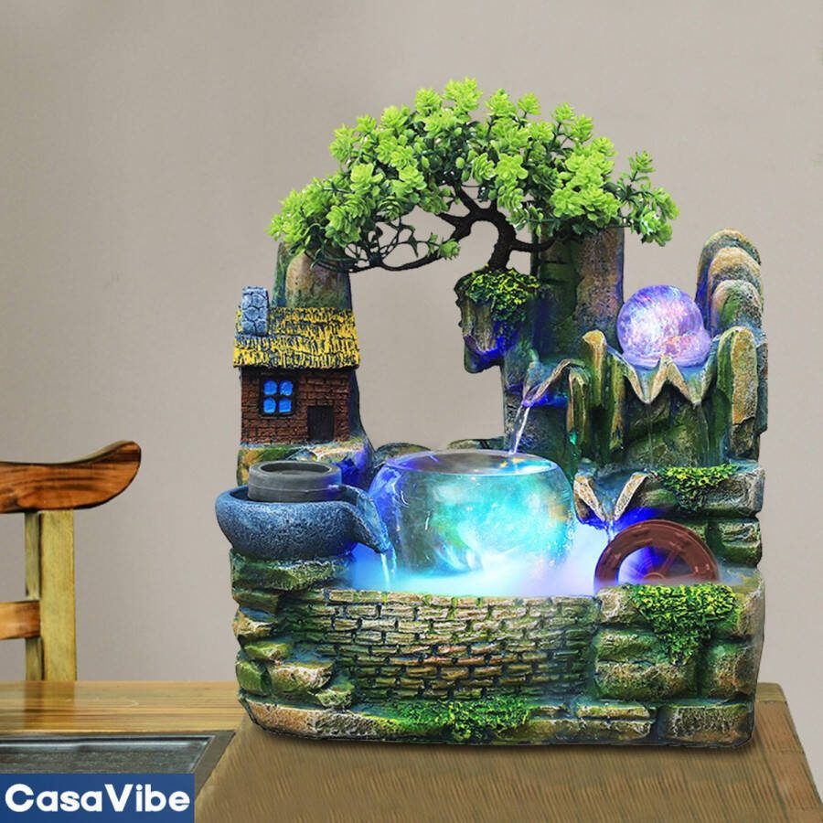 CasaVibe Fontein binnen Fontein indoor met LED Kamerfontein Waterfontein Waterornament
