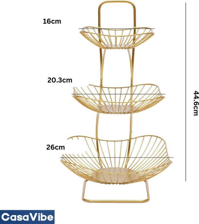 CasaVibe Fruit Etagère 3 lagen Fruitmand Fruitschaal Groentemand Opberger