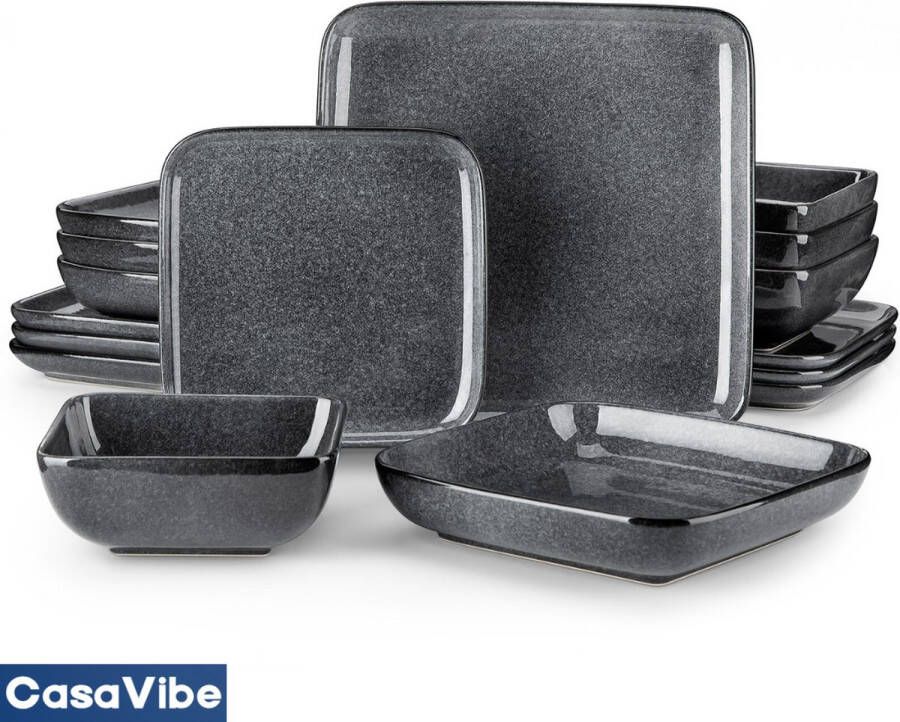 CasaVibe Luxe Bordenset Serviesset Kommen set Borden Dinerborden set van 16 4 persoons