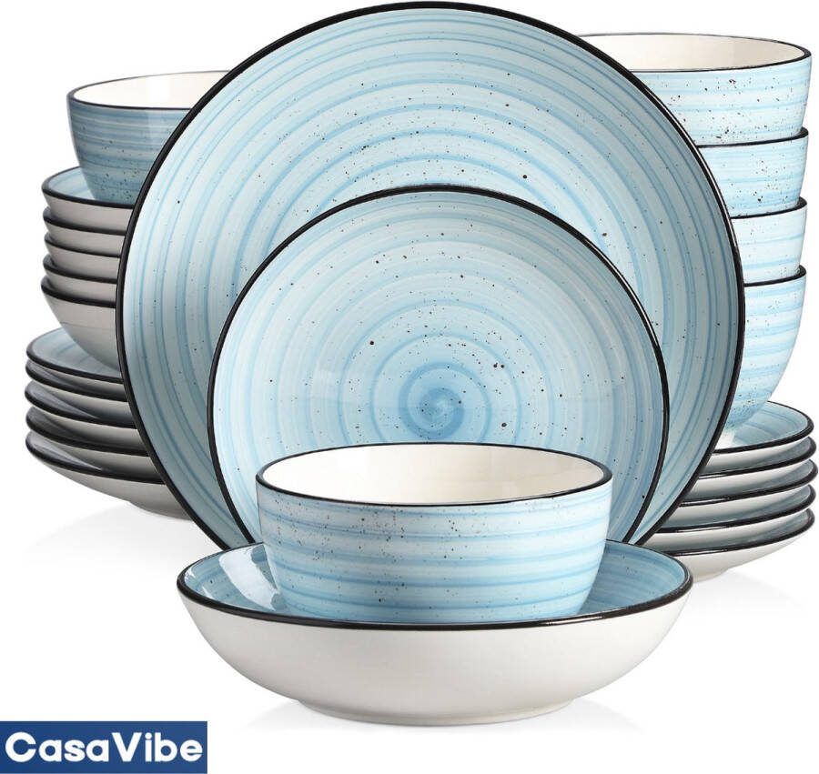 CasaVibe Luxe Bordenset Serviesset Kommen set Borden Dinerborden set van 24 6 persoons