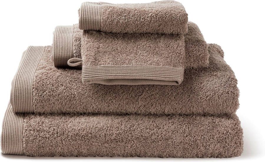 Casilin Handdoeken Set 2 douchelakens (70x140cm) + 1 handdoek (50 x 100cm) + 2 washandjes Walnut Taupe