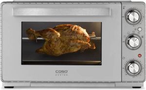 Caso Mini-oven TO 26 SilverStyle met roterende draaispit perfect voor de bereiding van knapperige kip
