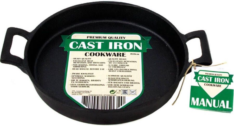 Cookinglife Cast Iron Ovenschaal Gietijzer ø 20 cm zonder anti-aanbaklaag