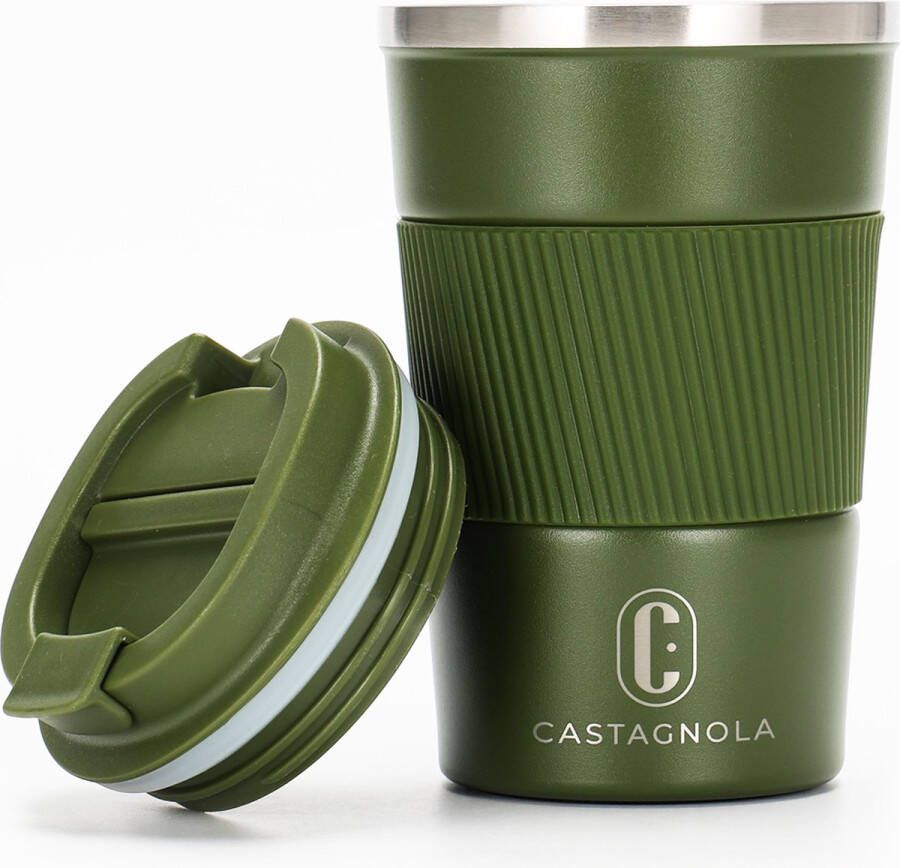 Castagnola Thermosbeker Koffiebeker To Go Travel Mug voor Koffie en Thee Theebeker 380 ML RVS Groen