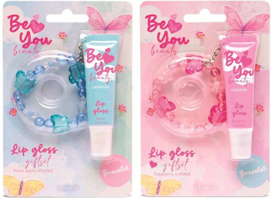 Casuelle 'BeYou' lipgloss 12 gram op kaart armbandje Lipgloss cadeautje
