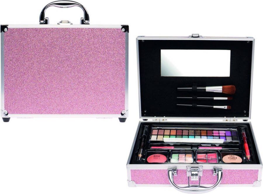 Casuelle Make-up Koffer Glanzend -ROZE 47 stuks