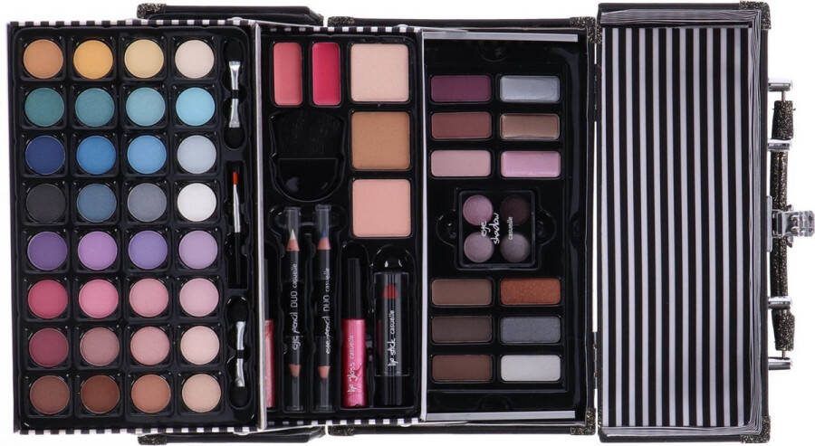 Casuelle Make-Up Koffer Zwart Gouden Glitters