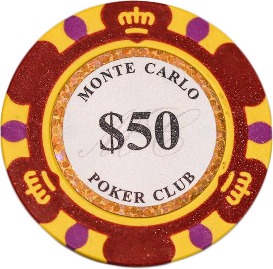 Cave & Garden Poker chips Poker Pokerset Poker chip met waarde 50 Monte Carlo poker chip Fiches Poker fiches Poker chip Klei fiches