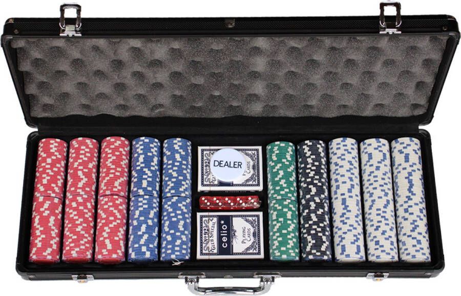 Cave & Garden Pokerset 500 chips Poker Zwart 500 delig Poker set Zwart Pokersets 11 5gram chips 2-9 personen Poker kaarten Poker chips