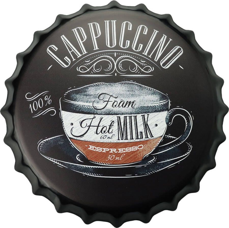 Cave & Garden Wandbord – Cappuccino coffee Metalen wandbord Metalen decoratie Metalen bord Wandborden Wandbord metaal Wandbord rond Coffee Decoratie