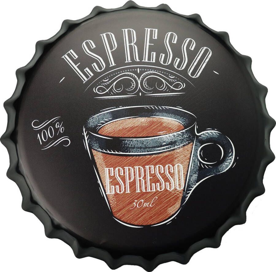 Cave & Garden Wandbord – Espresso coffee Metalen wandbord Metalen decoratie Metalen bord Wandborden Wandbord metaal Wandbord rond Coffee Decoratie