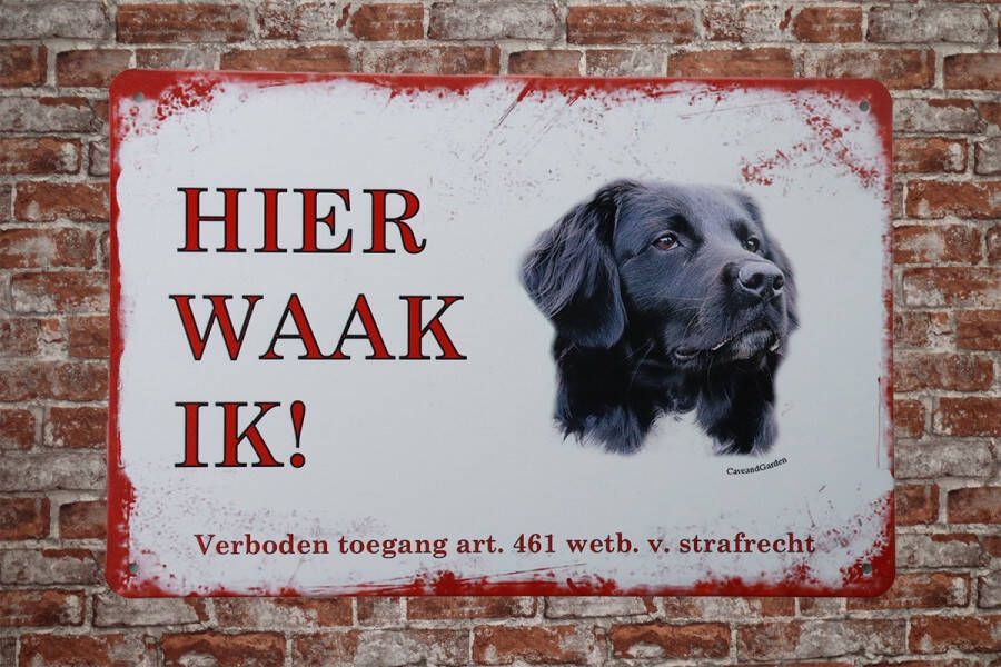 Cave & Garden Wandbord Friese Stabij Hier Waak Ik Metalen wandbord Wandborden Metalen bord Mancave decoratie Tekst bord Retro Metal sign Bar decoratie Metalen borden Honden UV bestendig 20 x 30cm –