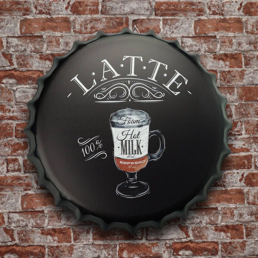 Cave & Garden Wandbord – Latte coffee Metalen wandbord Metalen decoratie Metalen bord Wandborden Wandbord metaal Wandbord rond Coffee Decoratie