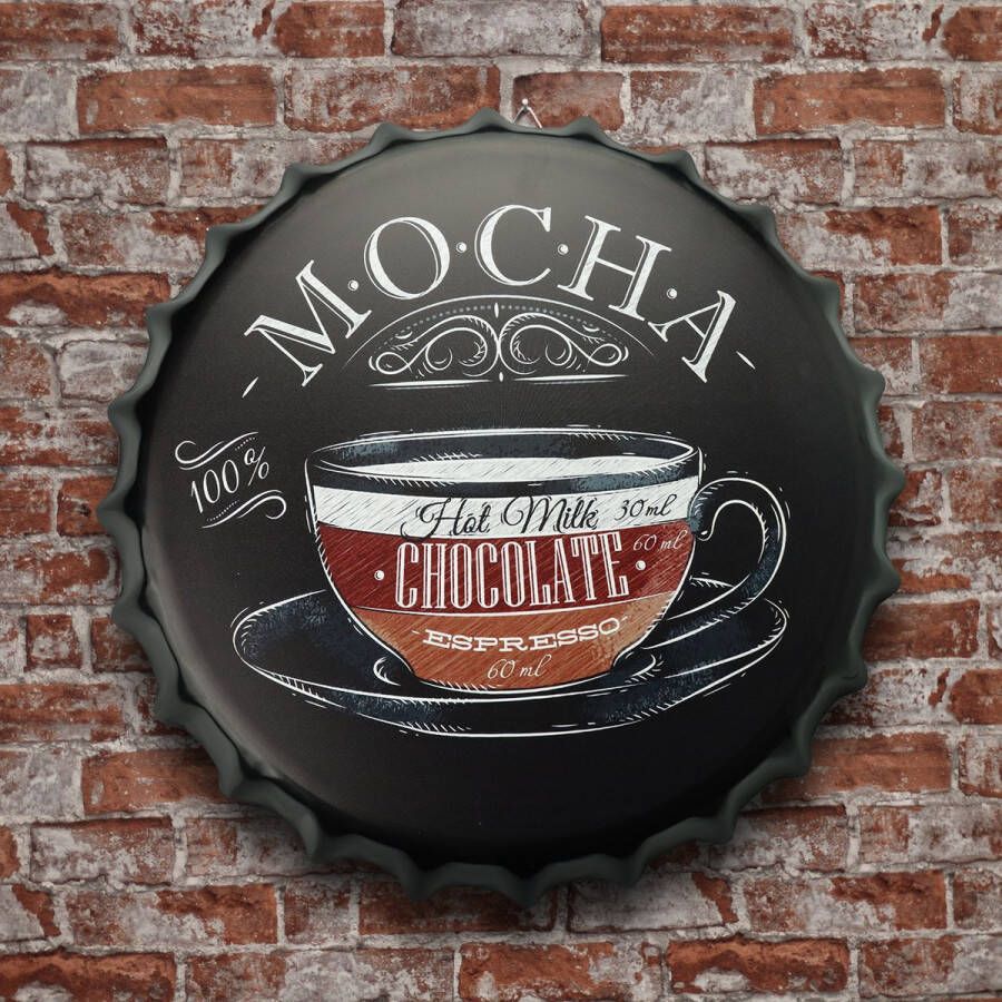 Cave & Garden Wandbord – Mocha coffee Metalen wandbord Metalen decoratie Metalen bord Wandborden Wandbord metaal Wandbord rond Coffee Decoratie