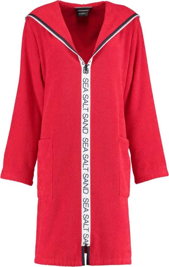 Cawö badjas met ritssluiting en capuchon (3101-203 rood) L