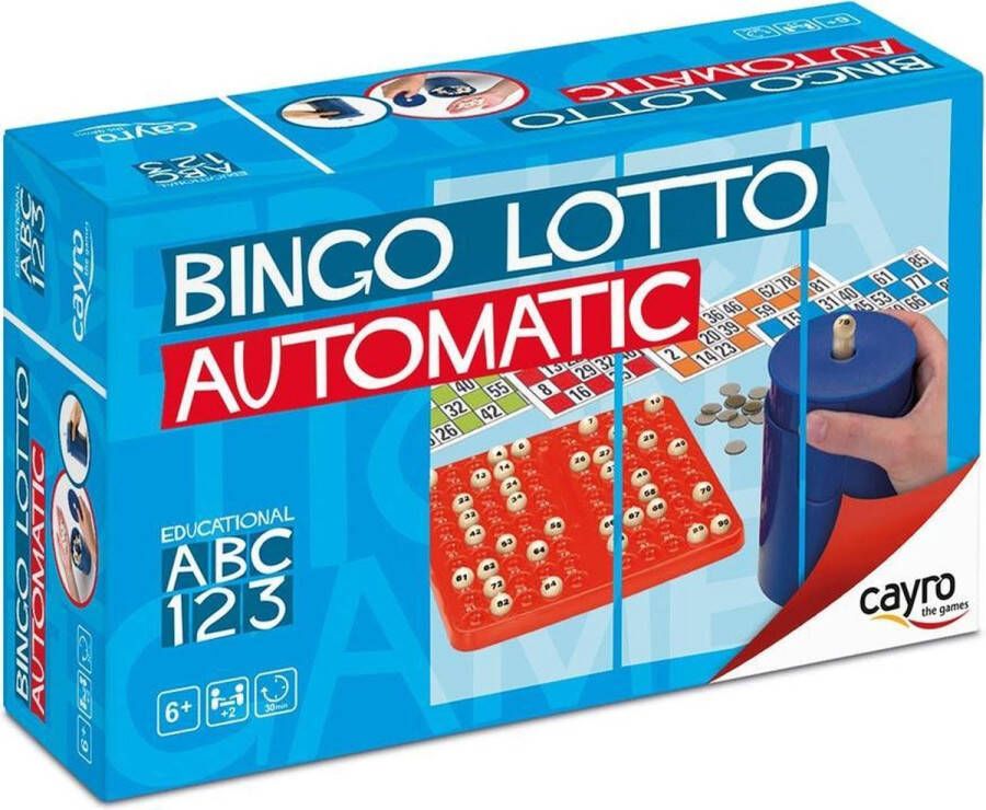 Cayro Bingo 90 Ballen Compact Bingosysteem met Kaarten en Aflegbord Reisbingo