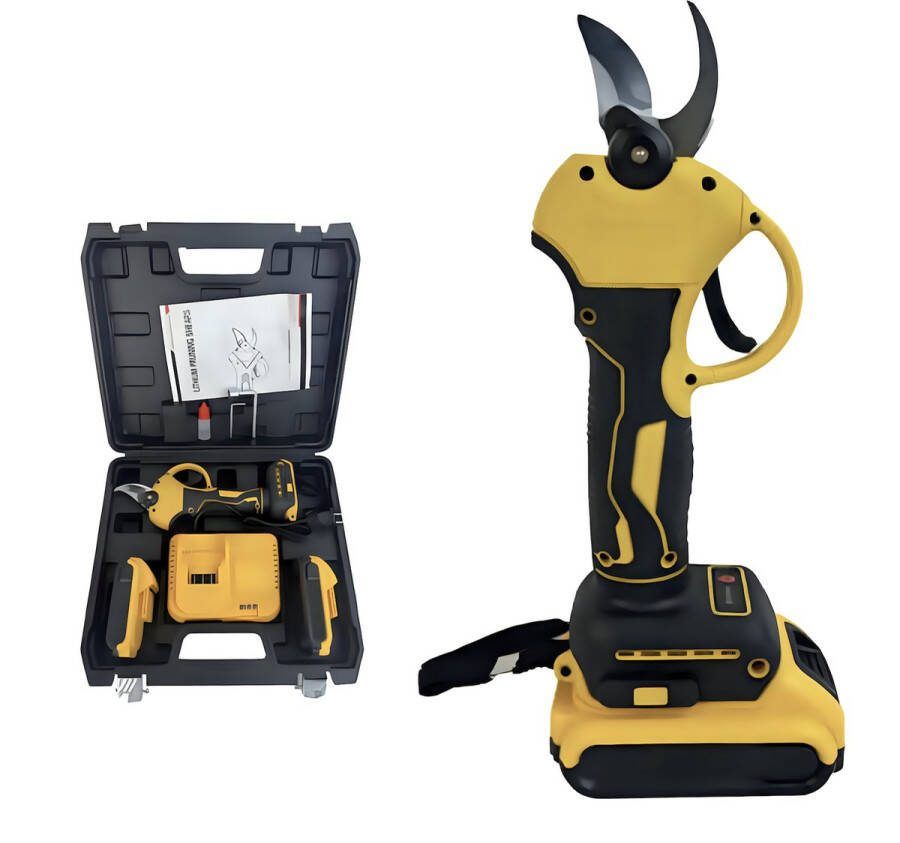 CB-Goods Elektrische Snoeischaar Incl. Opbergkoffer en 2 Accu s 25mm Snijdiameter Professioneel Draadloos Tuinschaar Batterij Heggenschaar Snoeischaar Takkenschaar