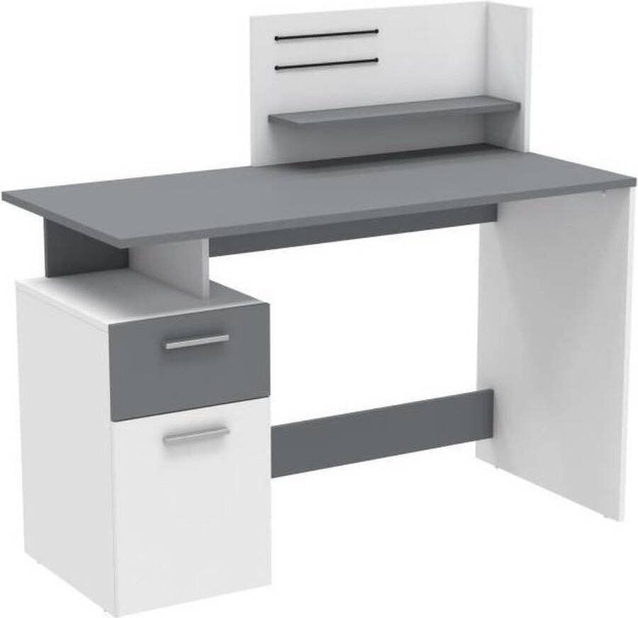 Demeyere PLATON Bureau 1 deur 1 lade Wit en grijs L 121 5 x H 109 7 x D 55 1 cm