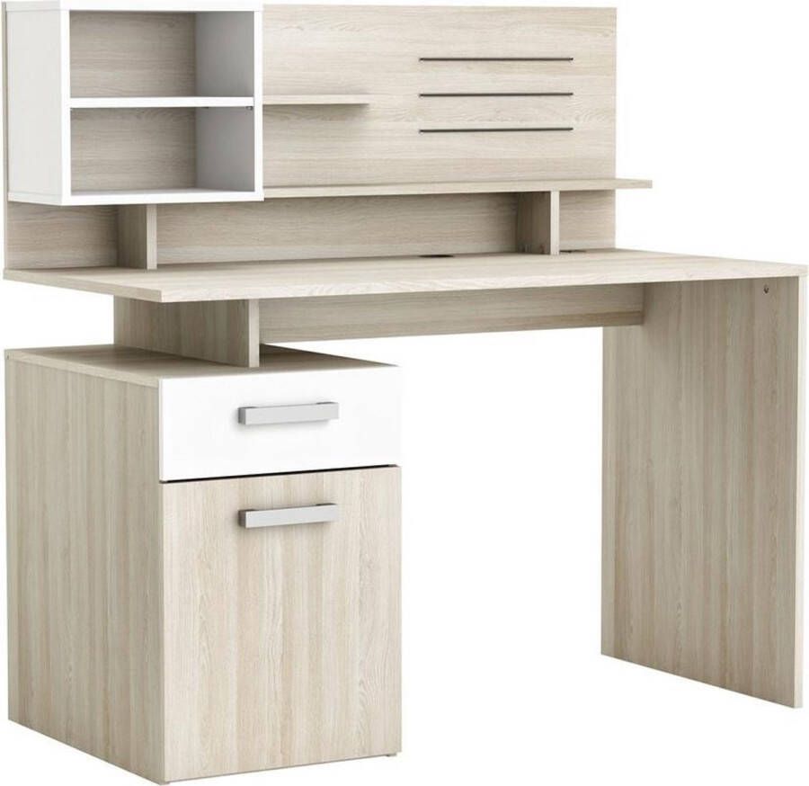 Leen Bakker Demeyere bureau Malicia licht eiken wit 121 9x123x60 cm