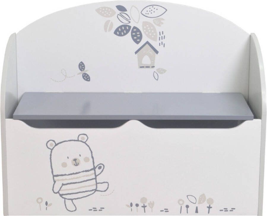 Leen Bakker Demeyere speelgoedkist Bear wit grijs 54 3x69 3x29 3 cm