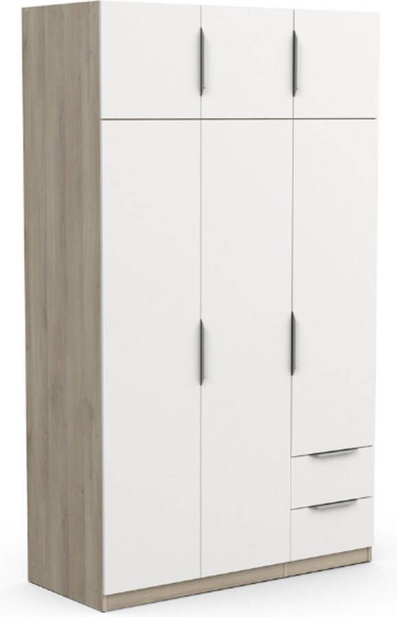 Demeyere GHOST kast Kronberg eiken en mat wit decor 6 deuren + 2 laden L.119 4 x D.51 1 x H.203 cm